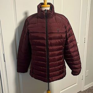 Women’s burgundy Spyder, puffer jacket. Size XL.
